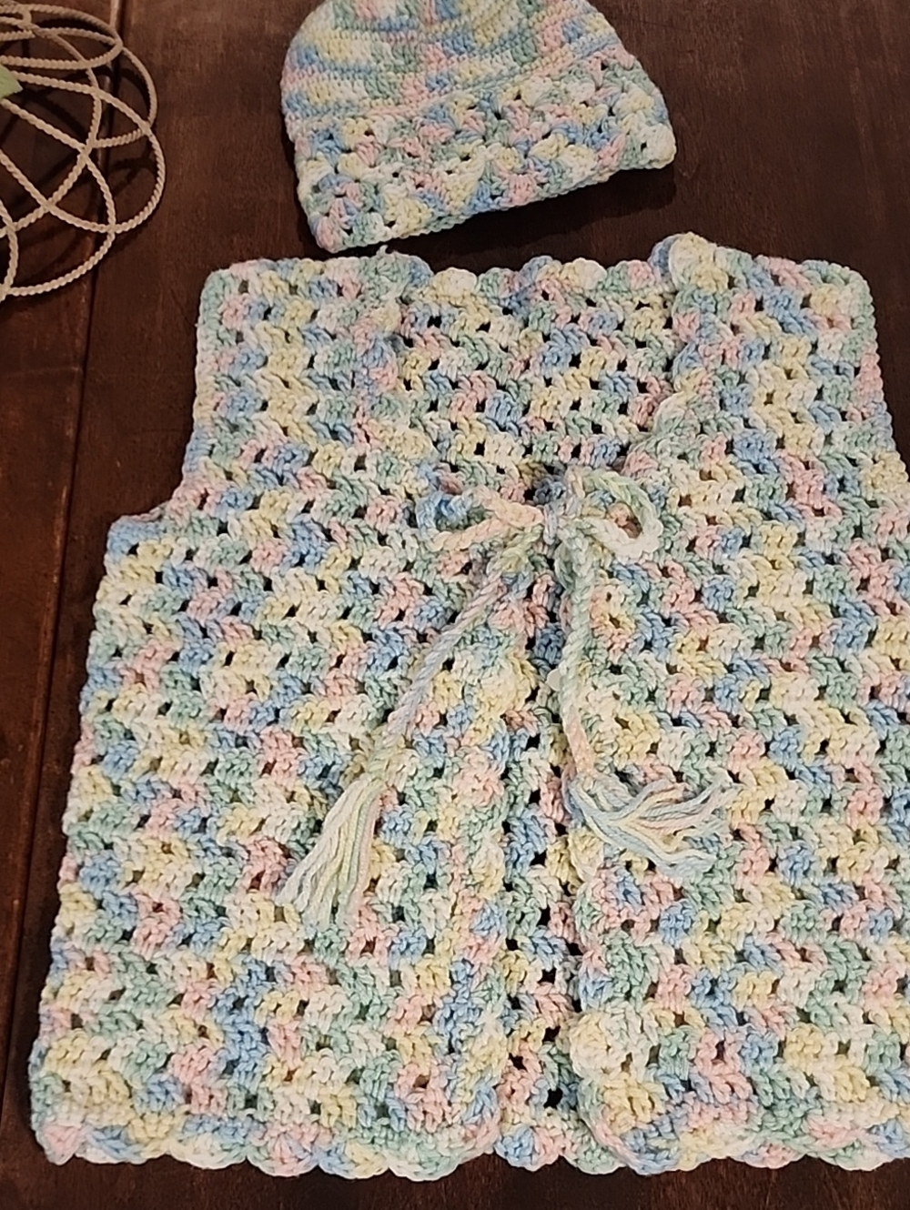 Pastel Multicolor Crochet Baby Vest & Hat Set